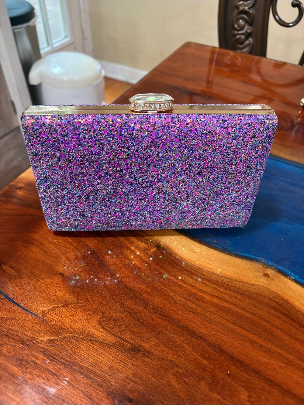 Glitter Sparkle Purple Clutch Bag